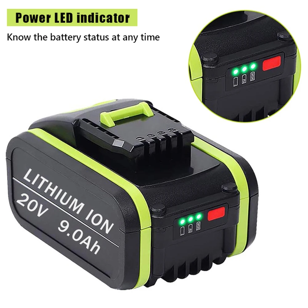

2022 neue 20V 9000mAh Lithium-Ersatz Batterie für Worx Power Werkzeuge WA3551 WA3553 WX390 WX176 WX178 WX386 WX678