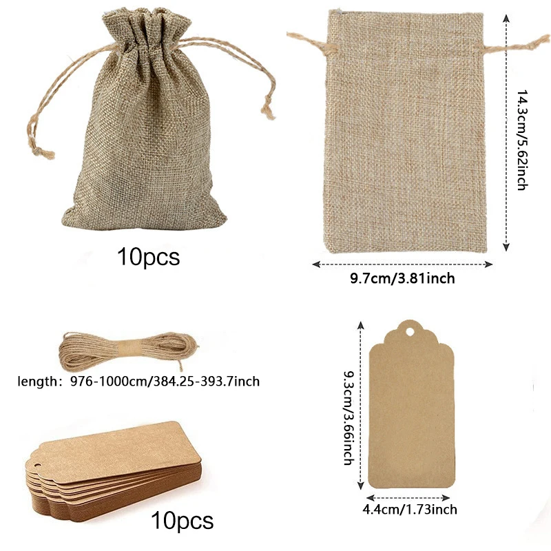 21pcs - Drawstring Linen Bag Strap Linen Jewelry Gift Linen Bag