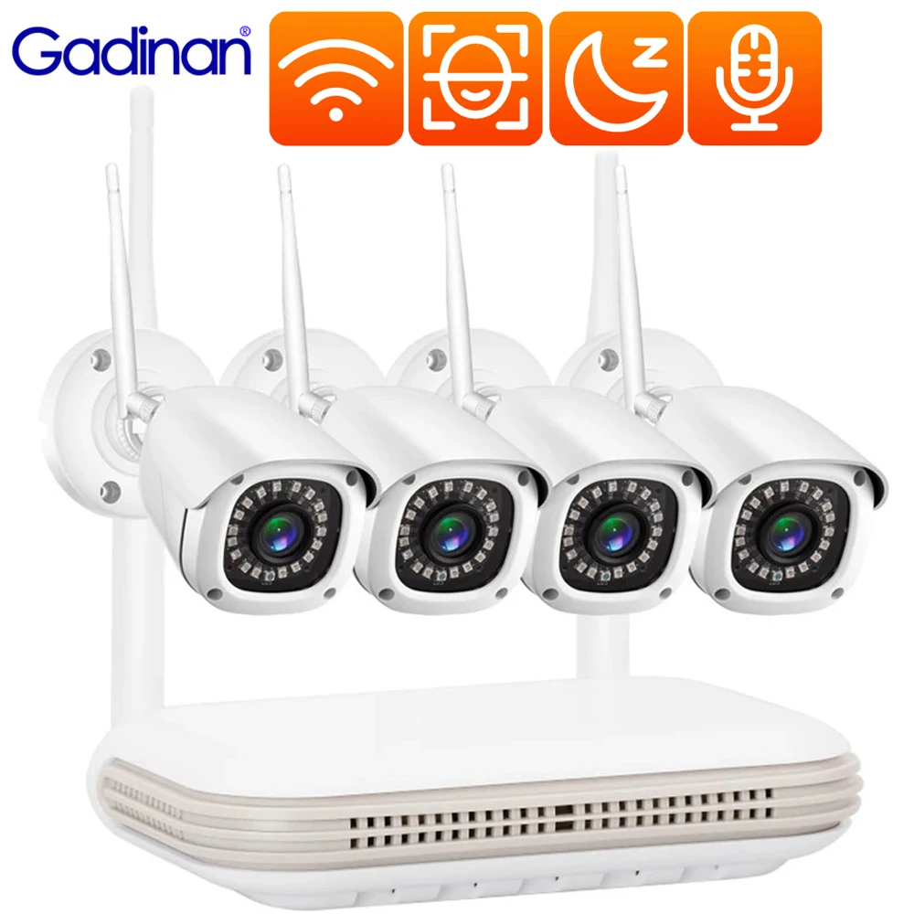 

Gadinan 8CH Mini WIFI NVR 3MP Outdoor IP Camera Wireless CCTV Security System AI Face Detection One Way Audio Video Record Kit ﻿