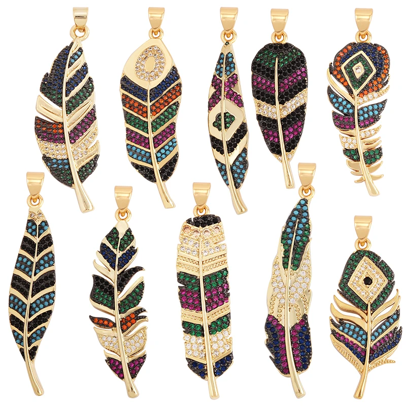 Breloques Plumes En Émail - Lot De 30, 5 Styles Dégradés, Pour Fabrication De Bijoux DIY, Attrape-Rêves, Déco Bohème