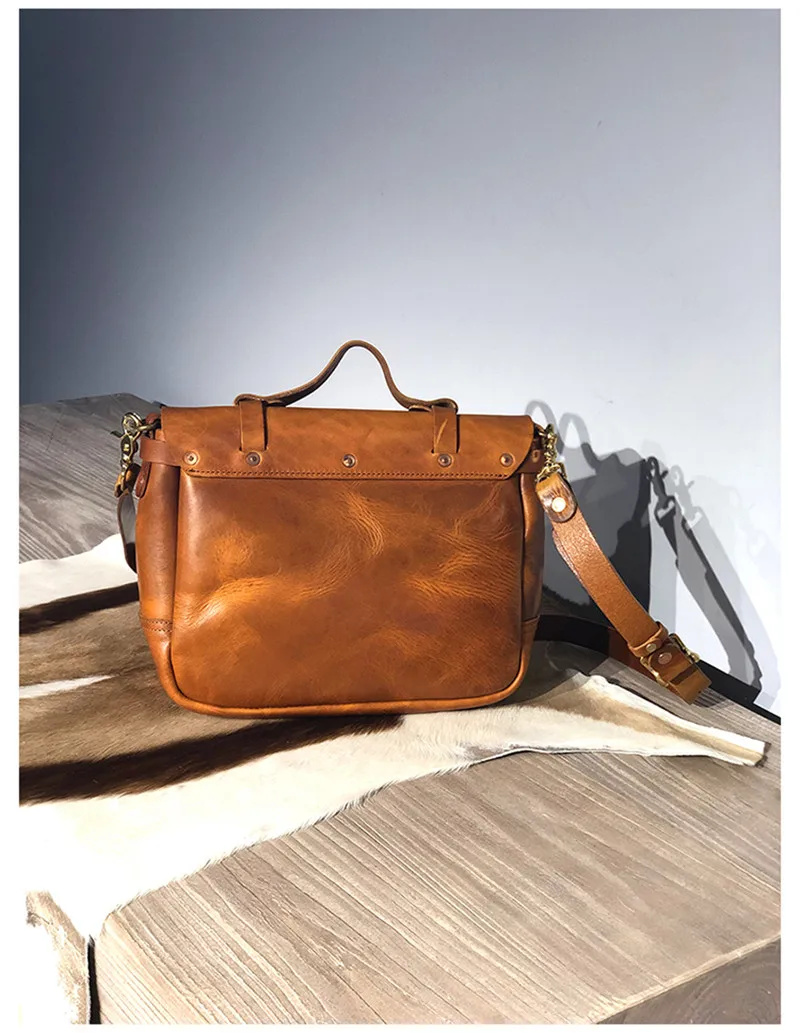 Designer high-quality genuine leather men's messenger bag luxury natural real cowhide outdoor travel work tablet shoulder bag