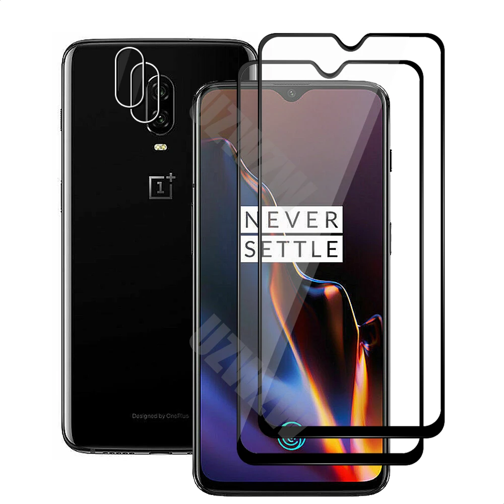 

4 in 1 For Oneplus 6T (2pcs) Full Coverage Tempered Glass Screen Protector & (2pcs) Camera Lens Protective Film