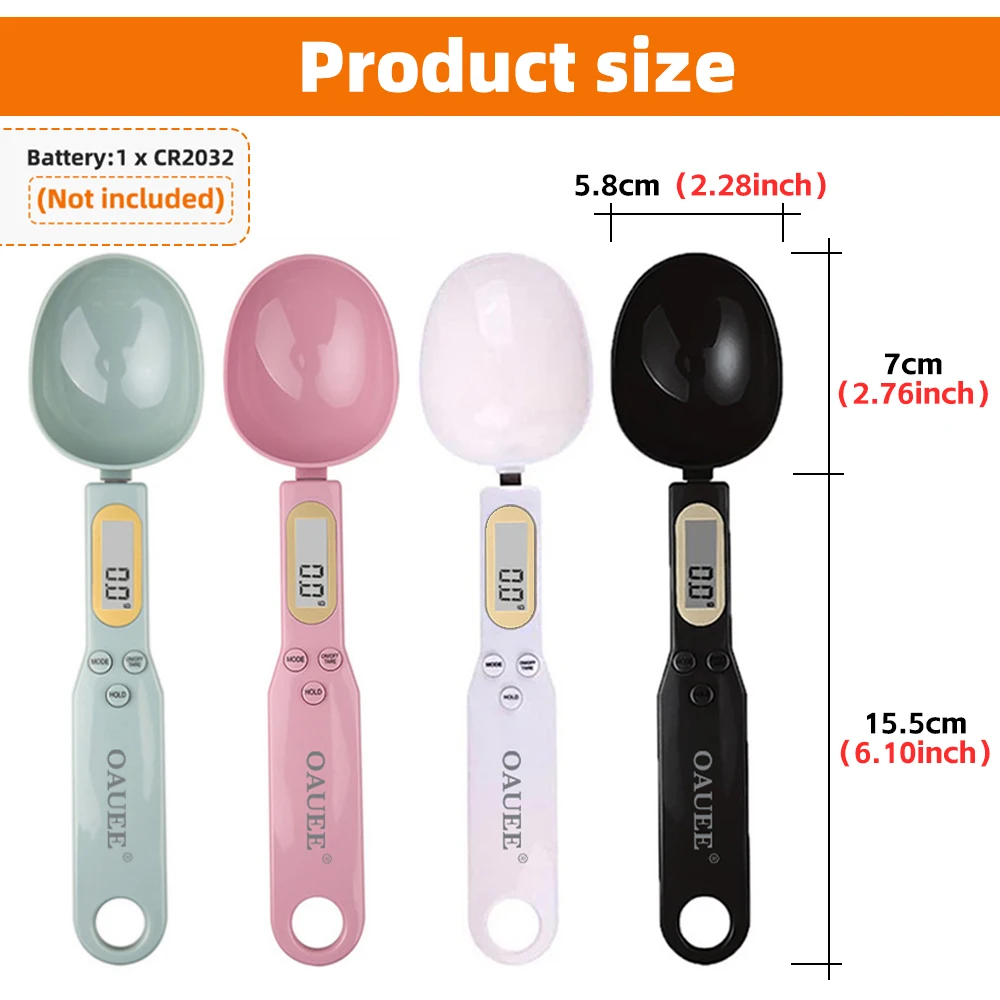  Electronic Measuring Spoon Adjustable Digital Spoon Scale Weigh  up 1-500g Digital Kitchen Spoons Large LCD Display Measurements Ounces  Grams Karats Maximum 30 Ml for Tea Milk Coffee: Home & Kitchen