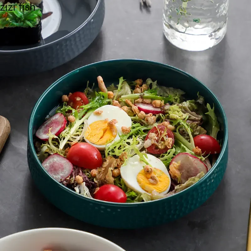 Japanese Ceramic Salad Plate Dessert Dish Snack Bowl Thick Soup Plate Sashimi Molecular Cuisine Specialty Tableware