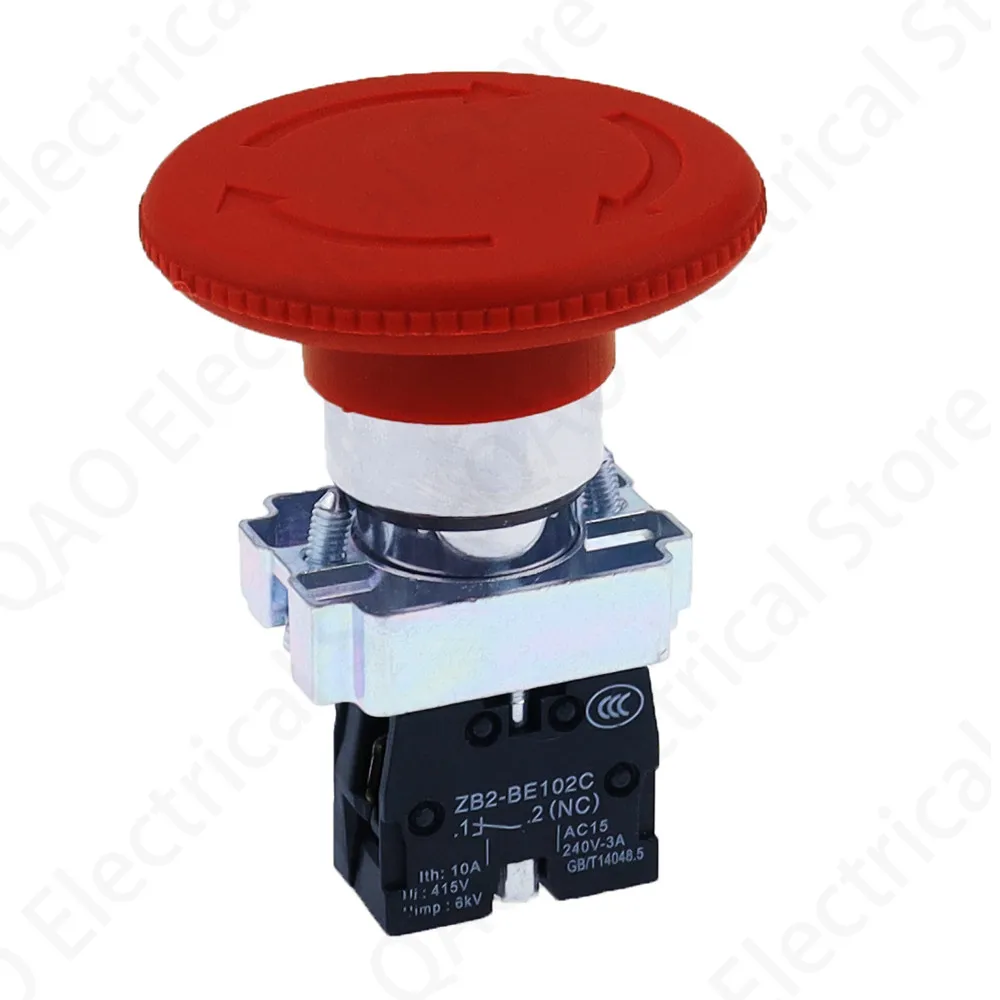 

22mm XB2-642 Mushroom Head Emergency Stop Button Switch 10A/415V Emergency Stop Power Button Switch 60mm panel