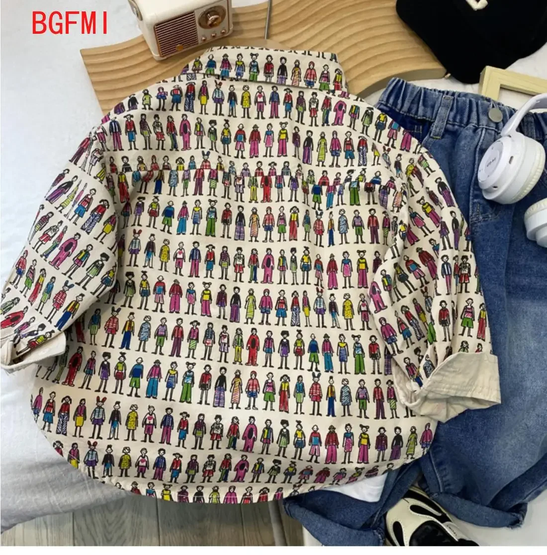 Korean Fashion Baby Girl Boy Cartoon Shirt Jacket Cotton Child Shirt Loose Outfit Spring Fall Baby Casual Clothes 2-11Y Cardigan