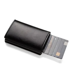 Sleek Leather Minimalist Men's Card Holder Wallet (Black)