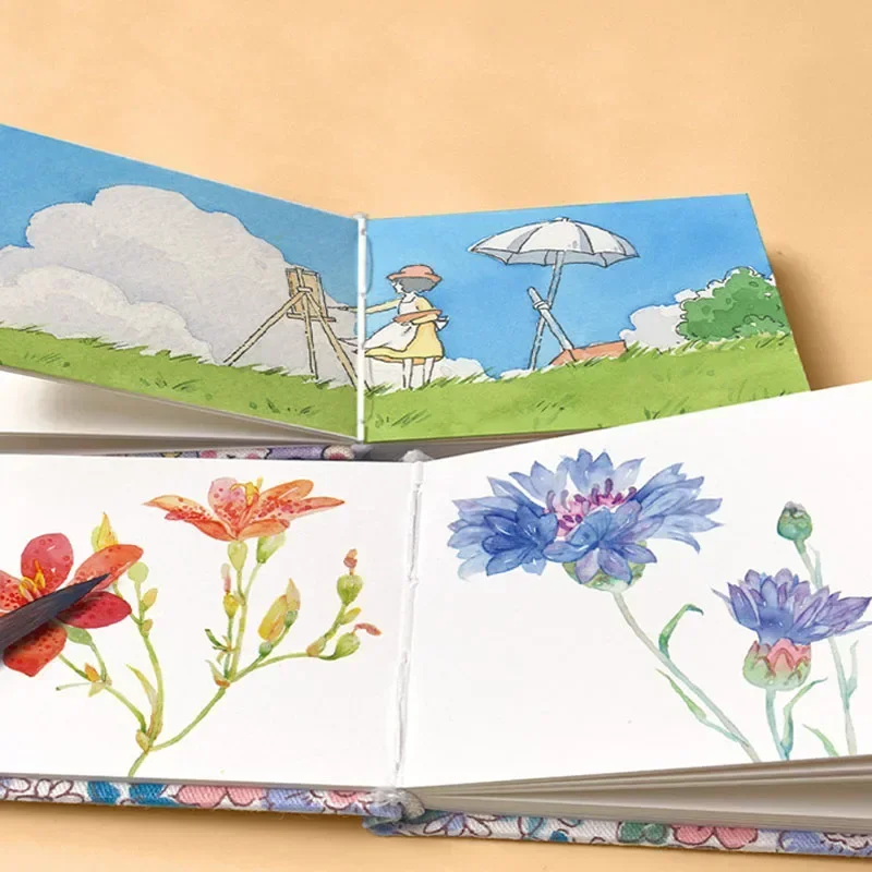 Mini Fabric Watercolor Book 60*60mm Hand Account Book Drawing For Art Students Portable Sketchbook Picture drawing sketchbook