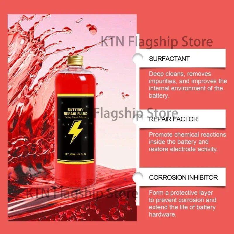 100ml，Battery Repair Fluid Safe Effective Battery Restore Liquid Repair Liquid Solution Extends Battery Life for Truck Car