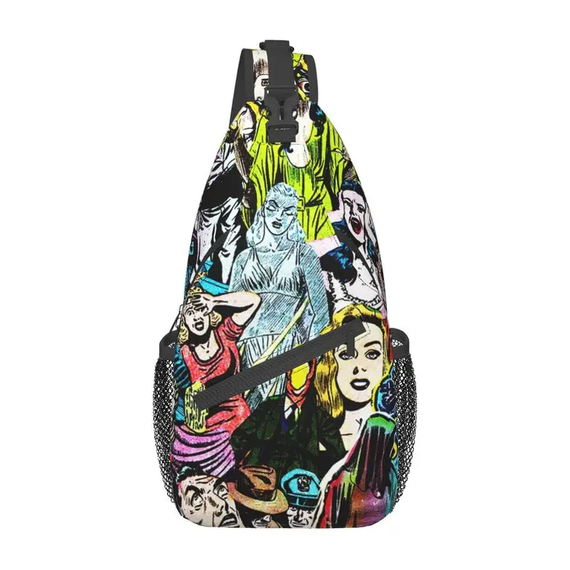 Casual Vintage Horror Movie Character Collection Crossbody Sling Zaino Uomo Borsa A Tracolla Per Campeggio In Bicicletta