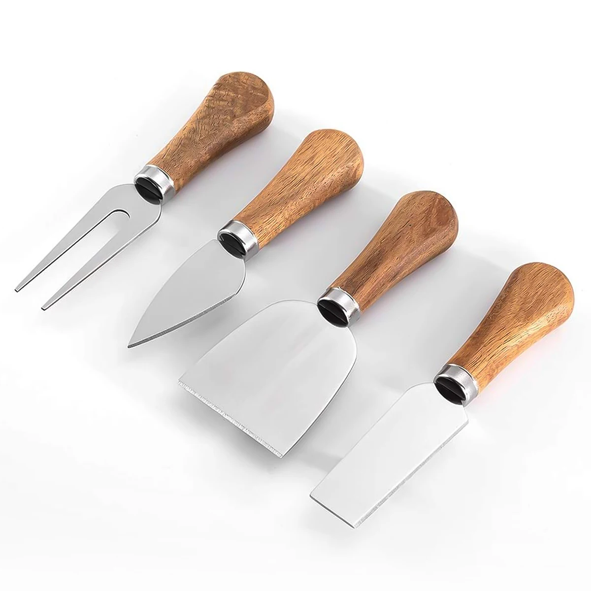 Leeseph 4pcs Cheese Knives Set with Wooden Handle, Steel Stainless Cheese Knife for Charcuterie Spread and Butter Cutter