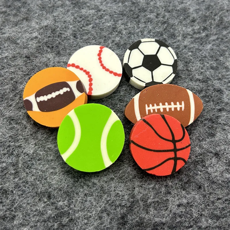 35Pcs Students Stationary Novelty Pencil Rubber Eraser For Children Kids Cartoon Football Basketball Mini Eraser School Erasers 6