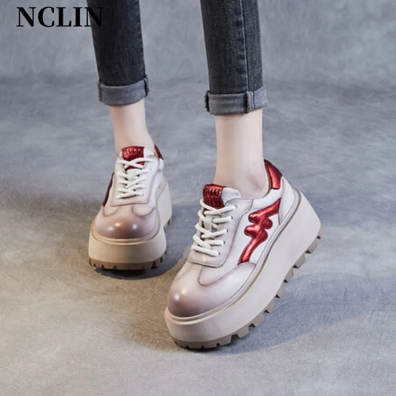 

New Designer Sneakers For Women Round Toe Lace-up Platform Shoes Spring/Summer Casual Shoes Vulcanized Shoes zapatos de mujer