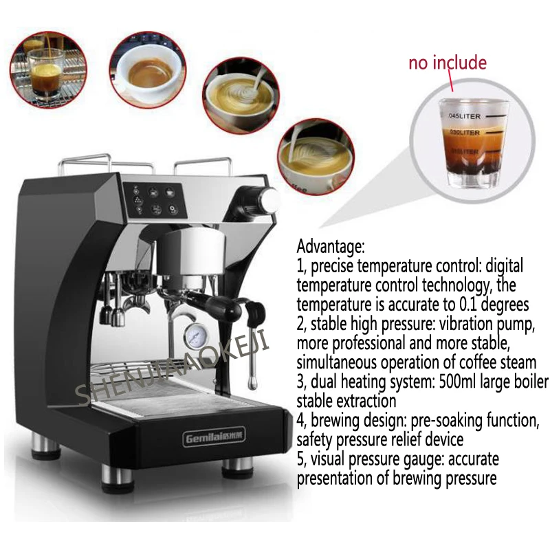 1.7L Italian Coffee Machine CRM3122 Steam Double Pump Boiler Coffee Maker Semi-automatic Stainless Steel Machine 220V 1PC