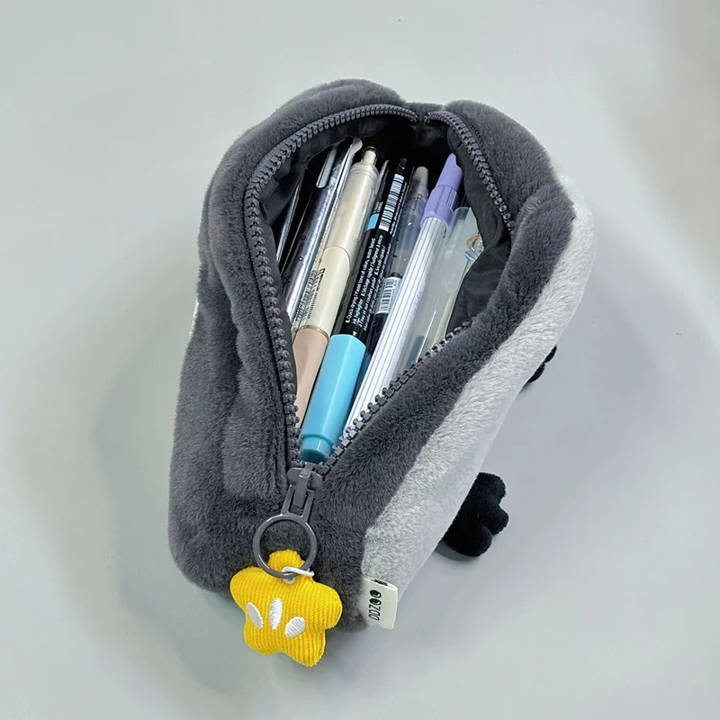 Kawaii little otter penguin plush pen bag Large capacity pencil case Stationery storage bag School supplies