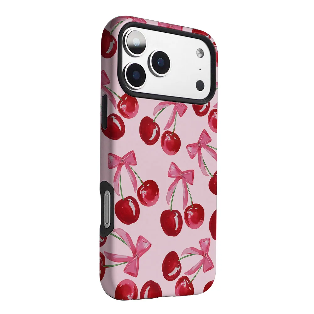 Pink Cherry Bow Pattern 2-in-1 Film Phone Case Cover