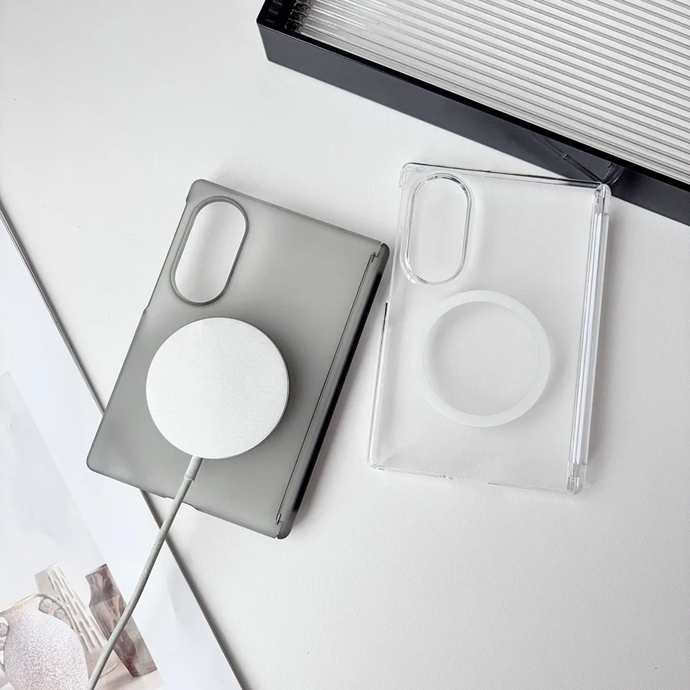 Ultra-Thin Transparent Matte Magnetic Case with Hinge Protection
