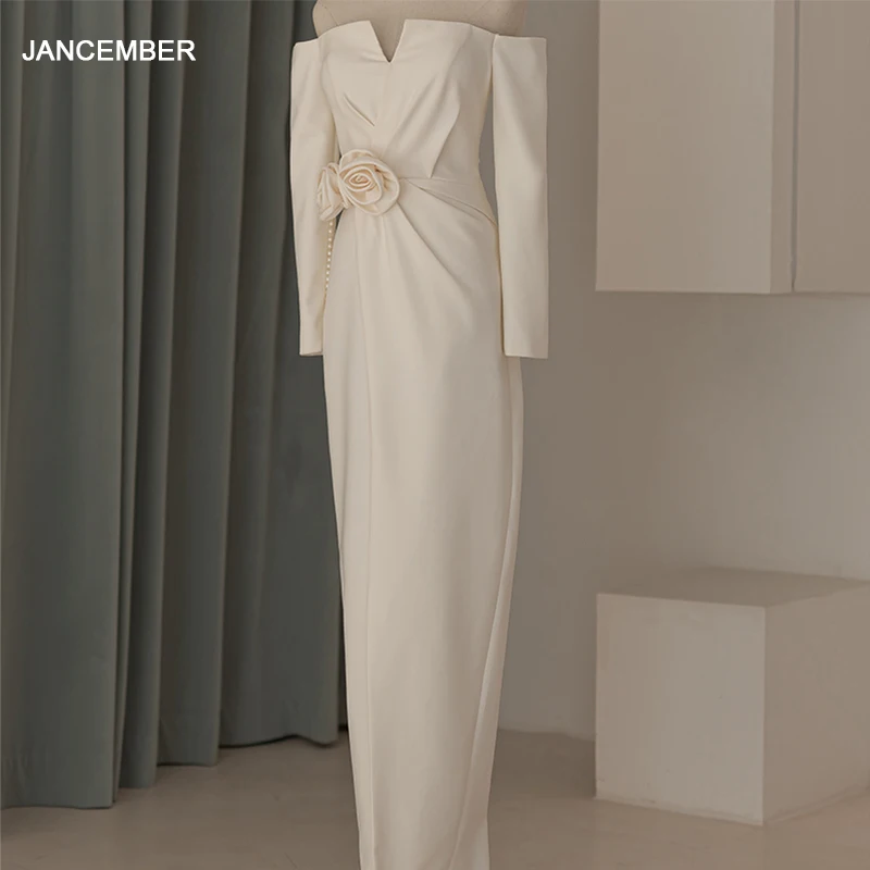 

Романтические Роскошные свадебные костюмы для женщин, атласные трапециевидные платья с вырезом лодочкой и длинными рукавами на шнуровке, 2024, QD06180