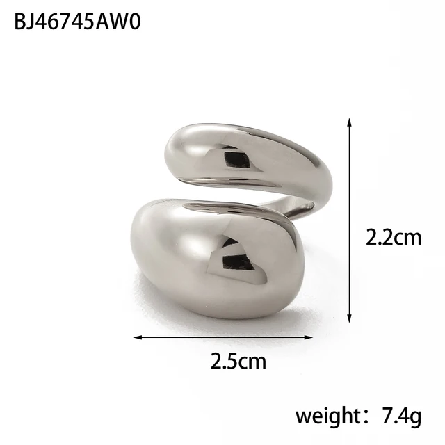CARLIDANA New Trendy Silver Plated Stainless Steel Chunky Smooth Rings For Women Creative Water Drop Shape Rings Jewelry - Image 3
