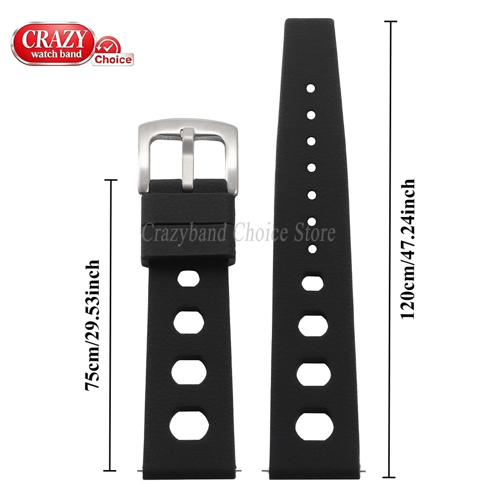 Sleek Black Universal Silicone Watch Band - Tropical Design Quick Release Strap