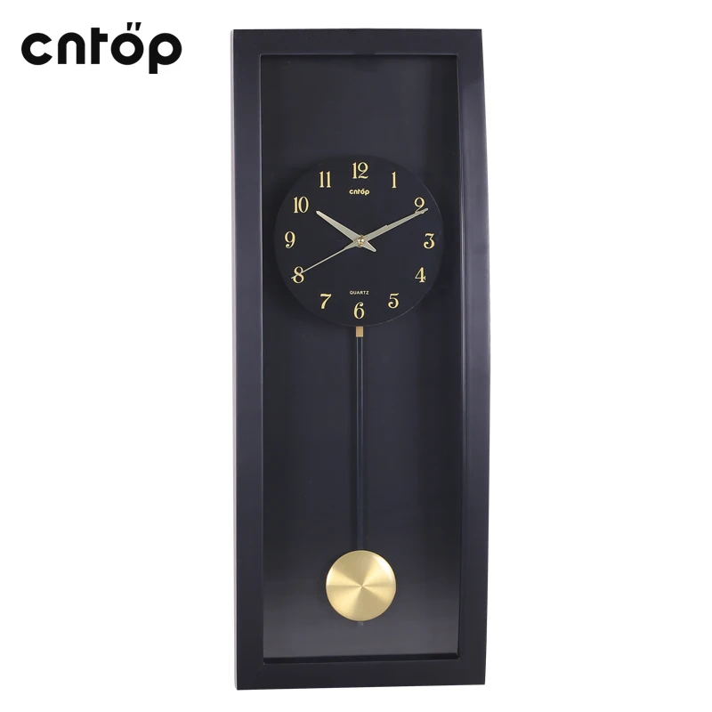 Oversized Rectangle Vintage Black Pendulum Clock Black  