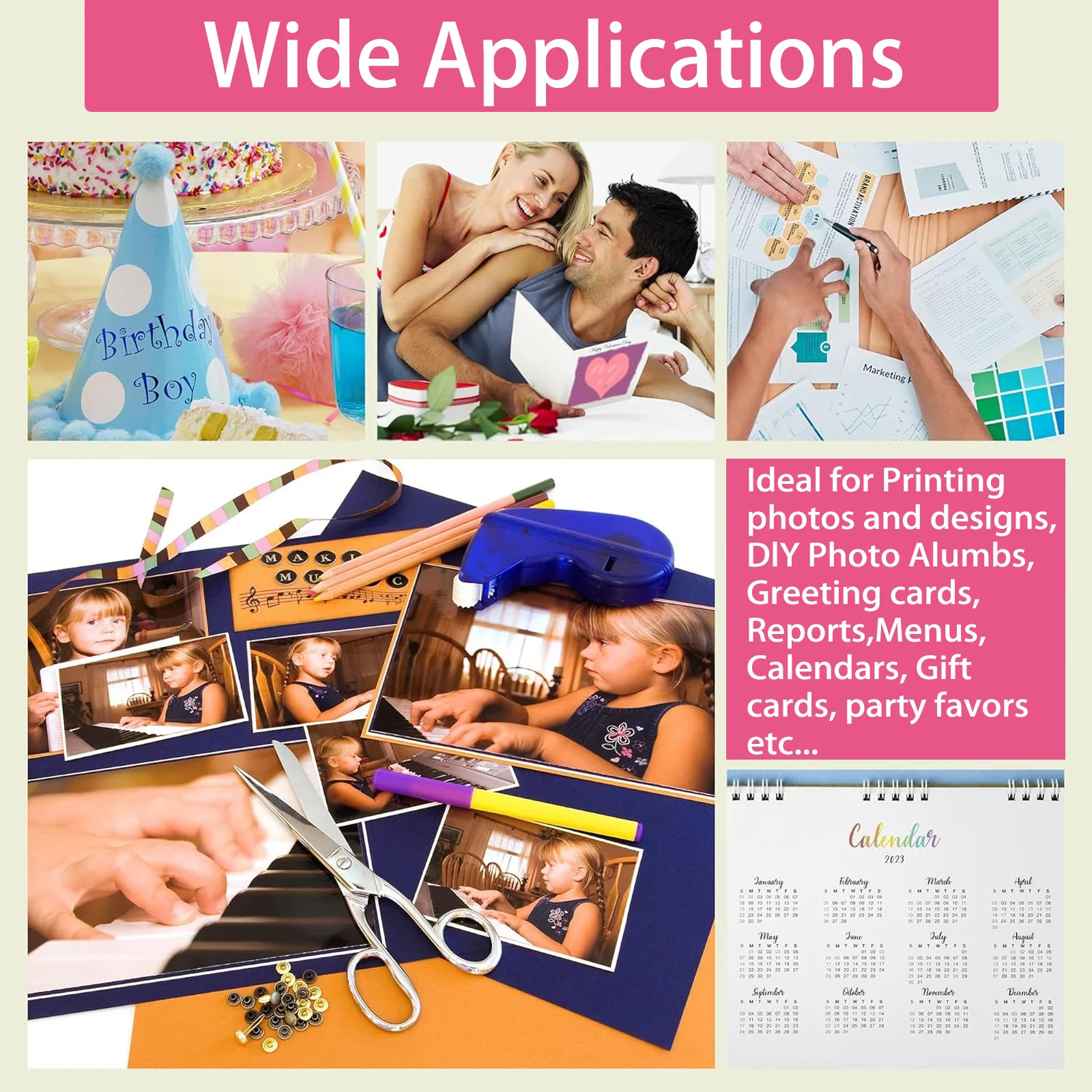 A4 크기 230gsm 광택 두꺼운 인쇄 인화지 20매, 60lb 잉크젯 인쇄 용지/전단지 용지/사진 인화지-HUSPER 제작