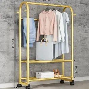 Clothes Rack Coat Rack Stand Floor Hanger Simple Clothing Rack Furniture Wardrobe Hat Stand Clothes Rack Stand Storage Shelves 80cm-Gold