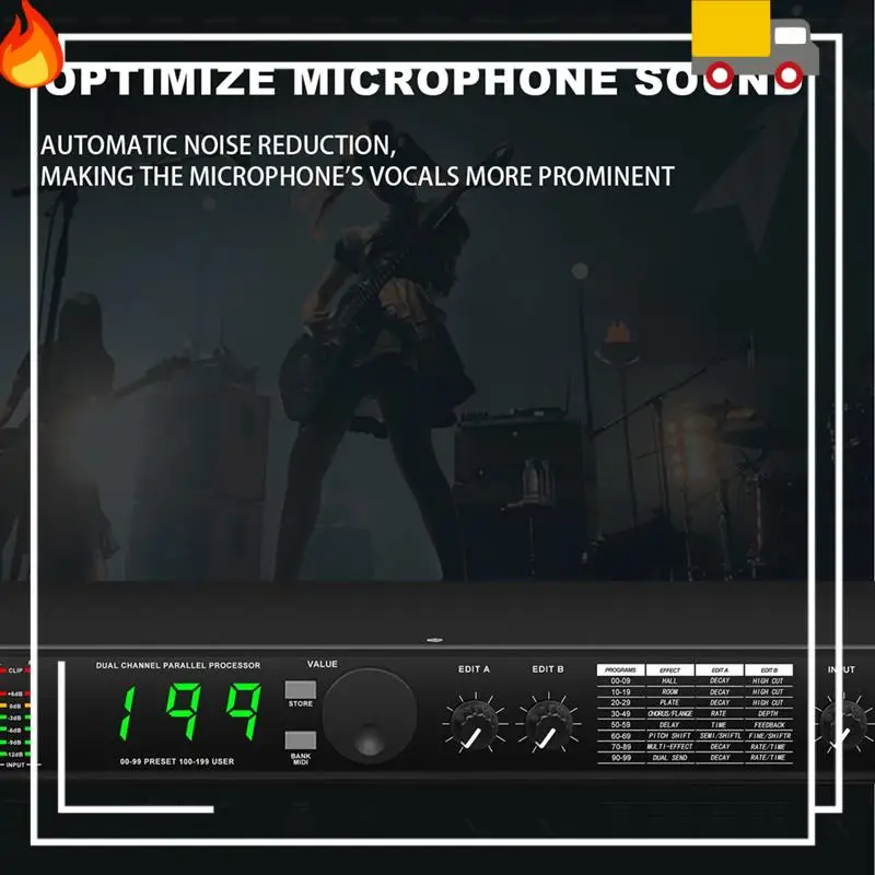 Professional Digital Reverberation Multi Effect DSP Processor Audio Processor Equalizer Durable Easy Install US PLUG