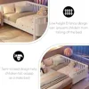 Twin Size Kids Bed with Rails, Wooden Low Beds Frame with Slats Support, Modern Twin Daybed with Detachable Side Rails 6