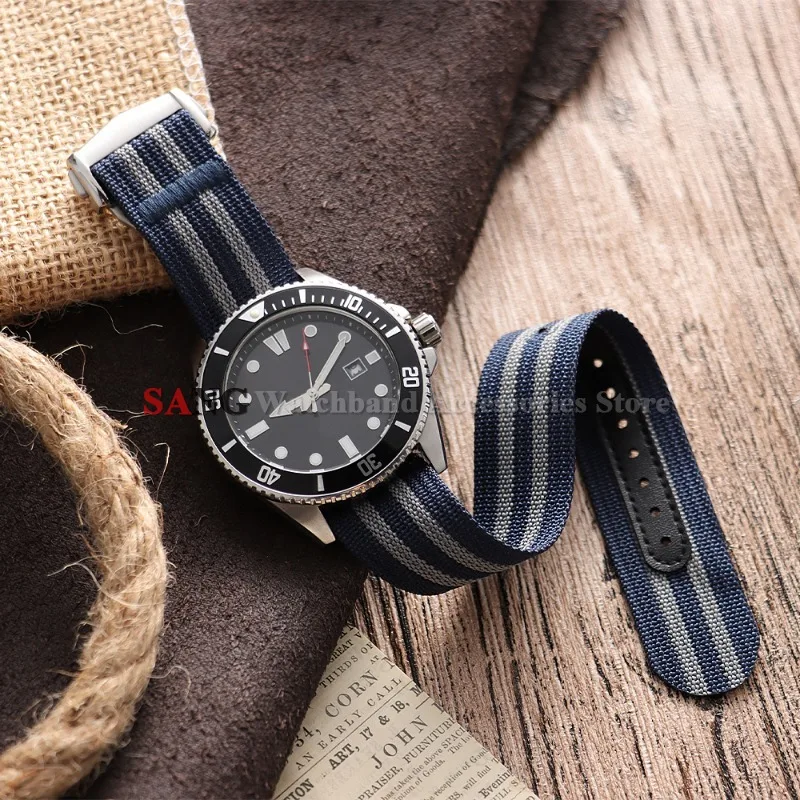 Waterproof Nylon Canvas Military Sport Watch Strap with Folding Buckle