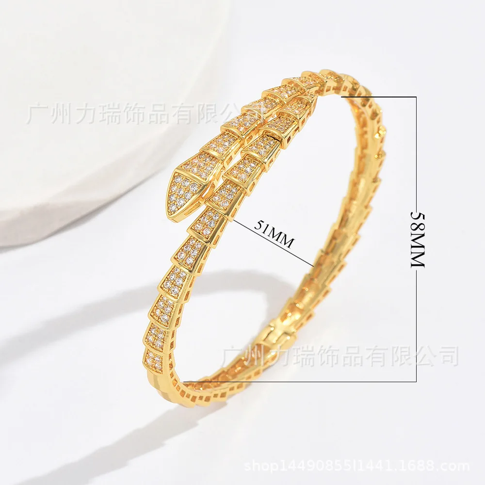 Bangle Bracelet Fashion Snake Bone Cubic Zirconia Open Bracelets For Men Women Gold Silver Copper Metal Snake Bracelet Party Daily Jewelry