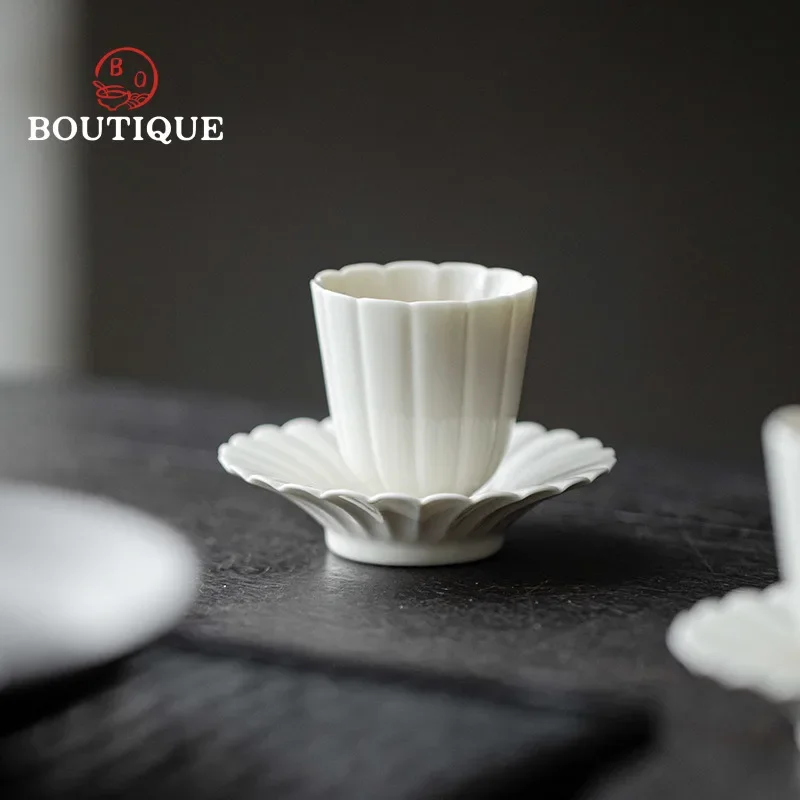 Creative Petals Teacup Chinese Tea Cup Gift Jingdezhen Ceramics Pottery Home Aesthetic Cups Mate Pair Bowl Camping Tool Teaware