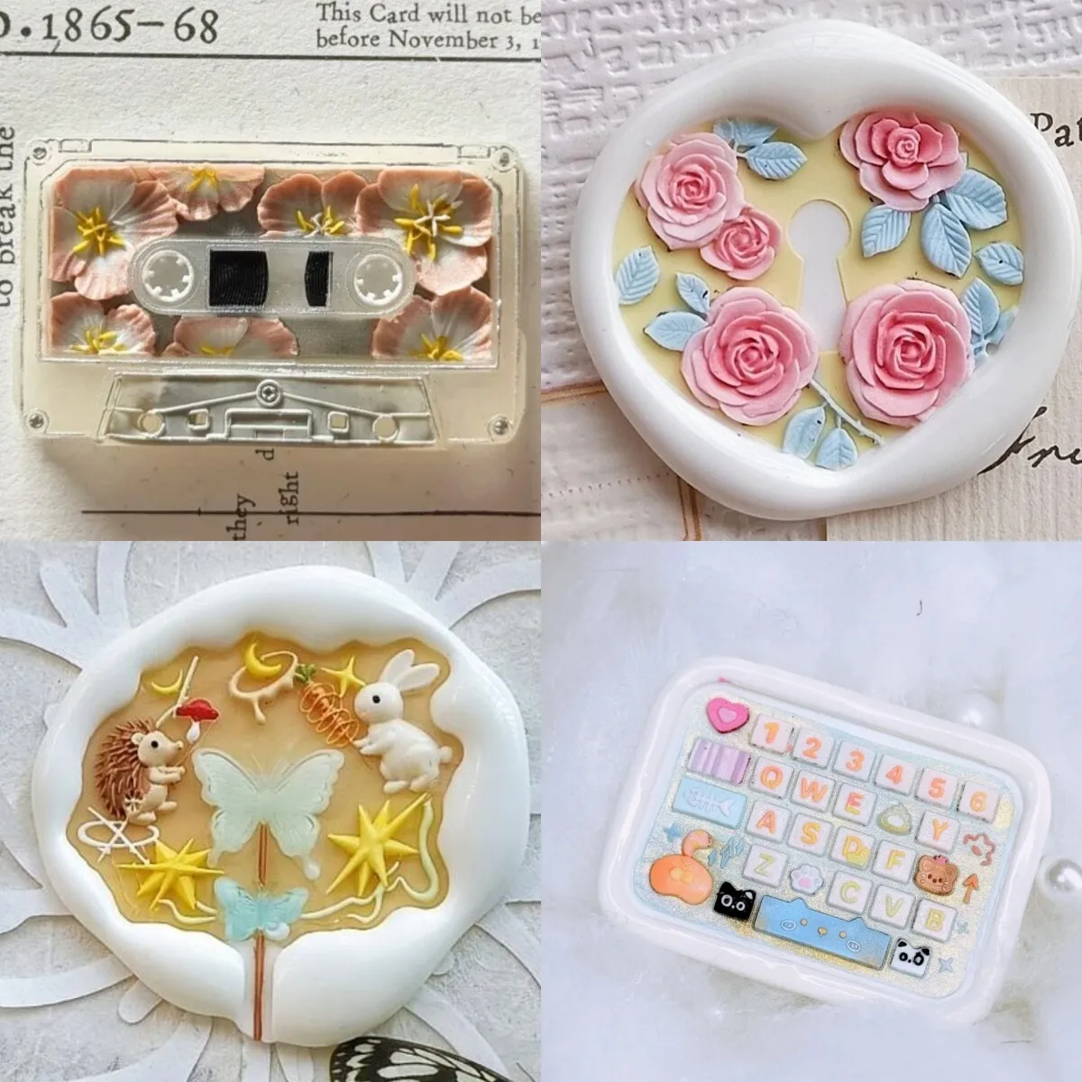 1PC 왁스 씰 스탬프 소녀/꽃/캔디 DIY 봉투 카드 초대장 장 구리 헤드 베이스