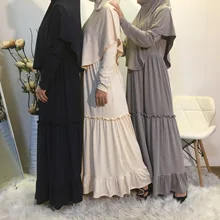 

Muslim Maxi Dress Autumn 2020 Long Khimar Malaysia Turkish Islamic Worship Robe+hijab Solid Milk Silk Arabic Clothes