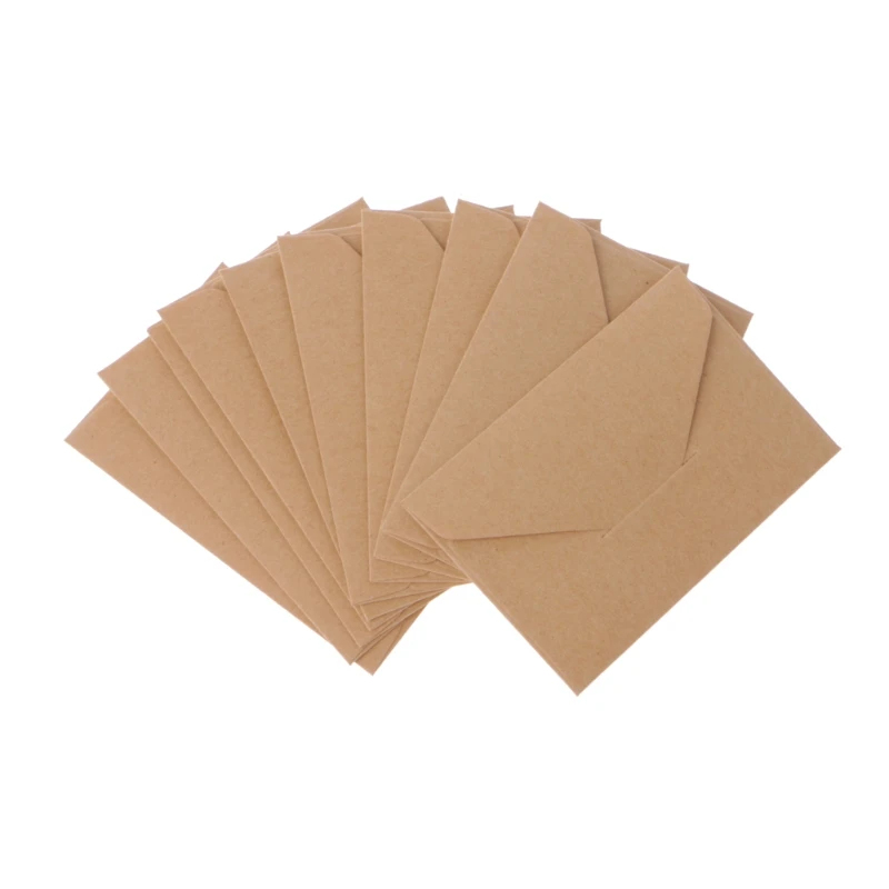 50 Pcs Vintage Envelopes Retro Kraft Paper Envelopes for 4''x2.67'' Cards Mails Wedding Birthday Baby Shower Supplies