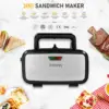 Makers, 3-in-1 Waffle Iron Panini Press Sandwich Maker with Removable Plates, 5-gears Temperature Control Non Stick Coati 6