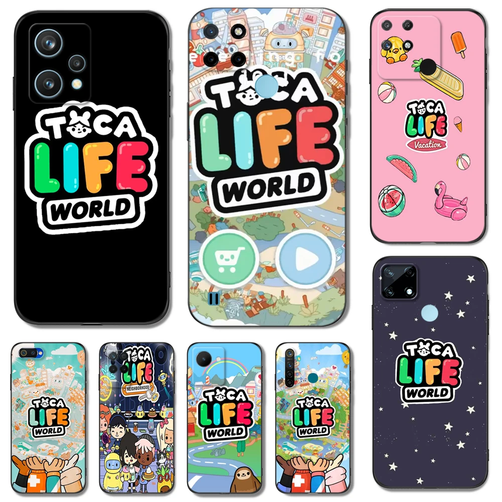 Custodia In Tpu Nero Per Realme 7I 8I 9 Pro Plus 9I C12 Gt Neo2 Narzo 20 30A 50A 50I Toca Boca Toca Life World