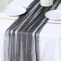 White Pearl Gauze Table Runner Wedding Dinning Decoration Bridal Veil Wedding Arch Drapery Anti-wrinkle Party Dessert Tablecloth 5