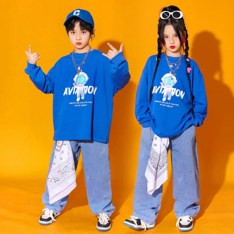 

2023 Loose Kpop Clothing For Girls Ballroom Hip Hop Dance Costumes Boys Jazz Streetwear Festival Carnival Stage Costume