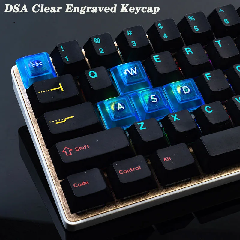 TransparentDSAKeycapsABSGamingMechanicalKeyboardClearCapBacklightCustomESCWASDArrow