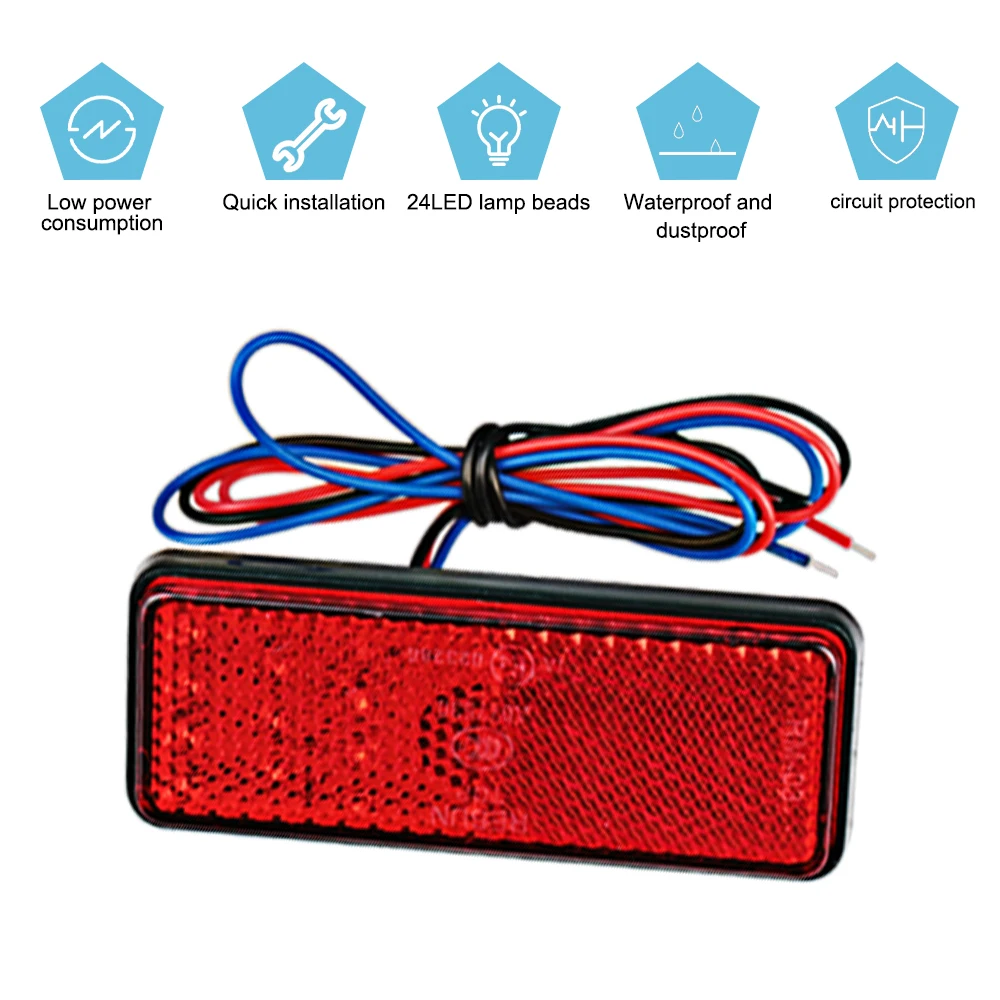 1PC 12V 빨간색 흰색 앰버 LED 반사판 후면 테일 브레이크 중지 경고 사이드 마커 라이트 지프 트럭 트레일러 오토바이 스쿠터