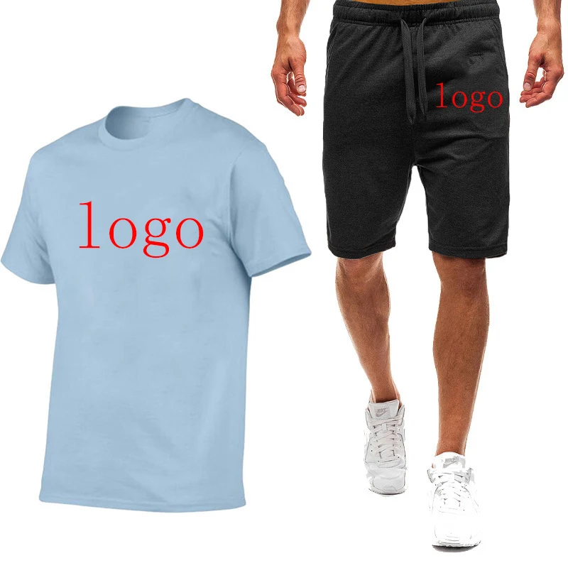 2023 Logo custom brand fashion best-selling printed T-shirt sportswear summer short sleeves+pants 2-piece suit