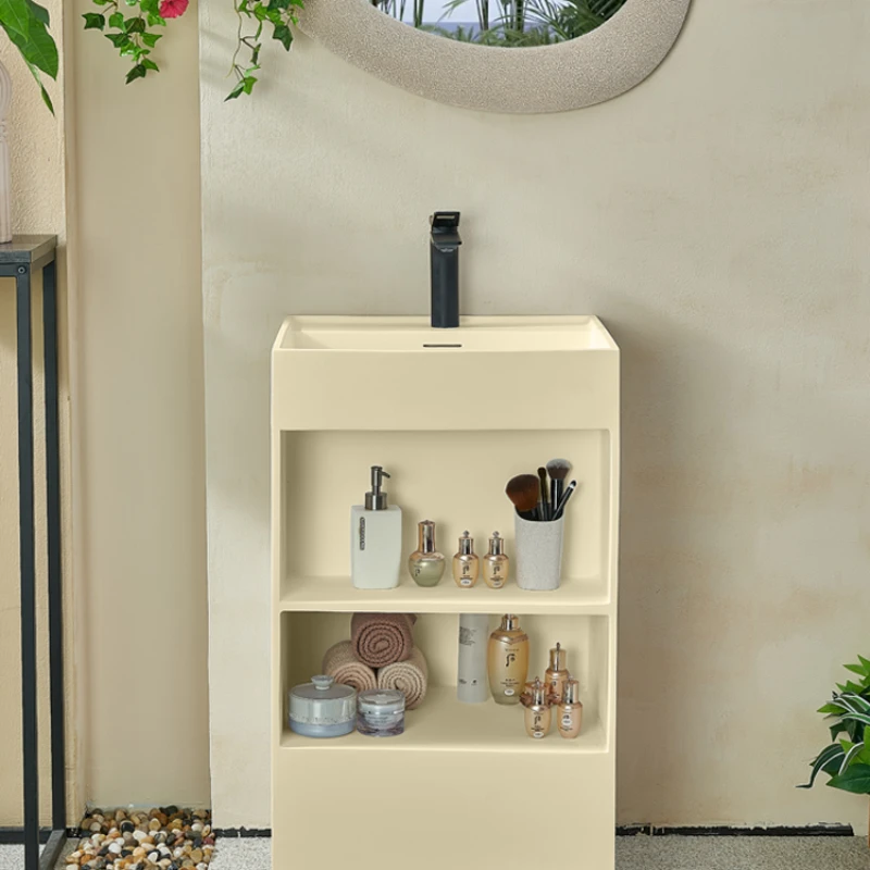 Corinne artificial stone column basin integrated floor standing creative storage