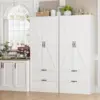 70" Tall Kitchen Pantry Storage Cabinet, Barn Doors Pantry Cabinet with Drawers and Adjustable Shelf 4