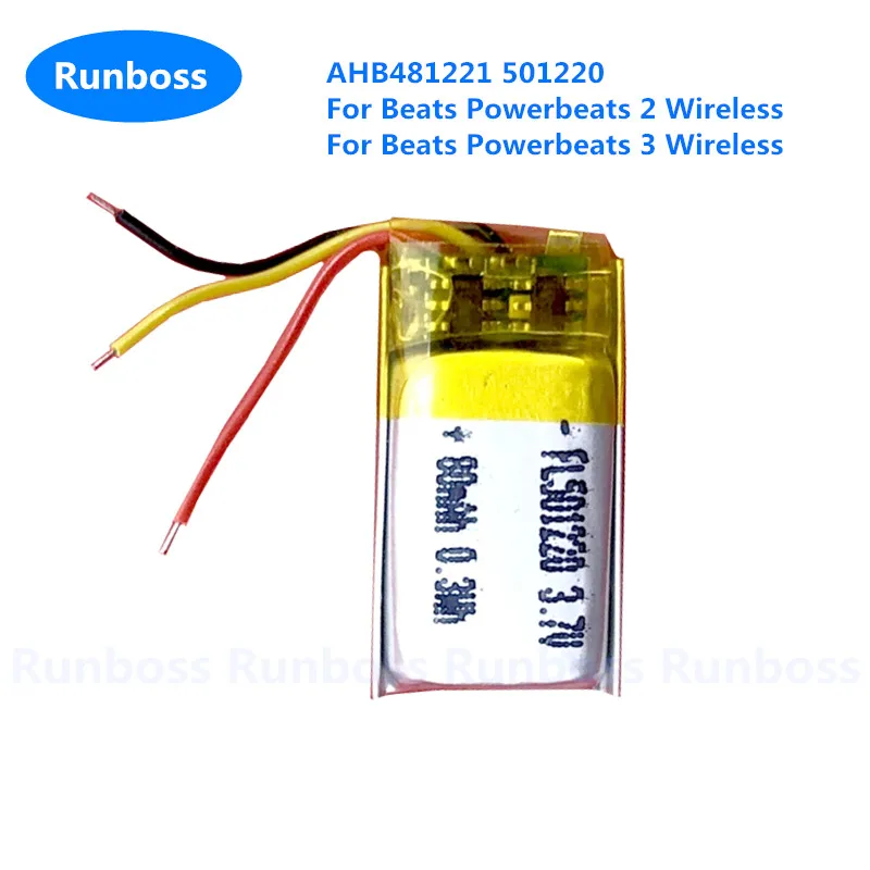 1-2 Pz Nuovo 3.7V 80Mah Ahb481221 501220 Batteria Per Beats Powerbeats 2 Pb2 3 Auricolare Bluetooth Wireless 3 Fili