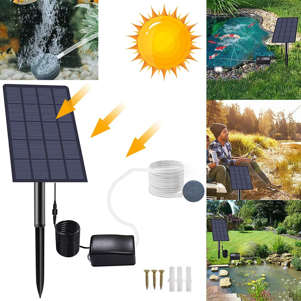 Plug-in Solar Oxygen Pump Fish Tank Oxygenator Aquarium Oxygen Aerator Air Pump Fishing Aerator Pipe Air Bubble Stones aquarium air pump fish tank oxygen pump aquarium accessories aquarium air pump accessories