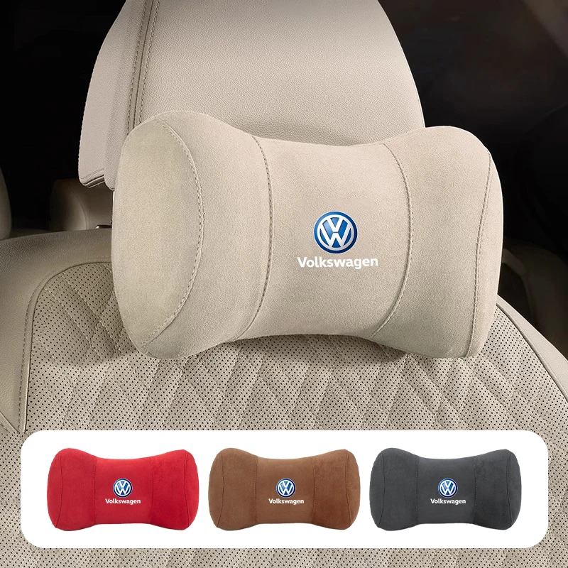 Suede Memory Cotton Neck Pillow Headrest Car Seat Accessories for Volkswagen