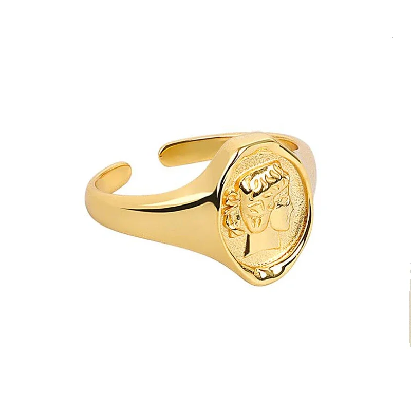 

Fashion Aesthetic Rings for Women Girls Queen Face Punk Couple Rings Fashion Exaggeration Party Jewelry Gothic Accessories Gifts