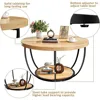 31.5" Round Coffee Table,  2-Tier Coffee Tables for Living Room,  Small Wood Coffee Table with Storage 5