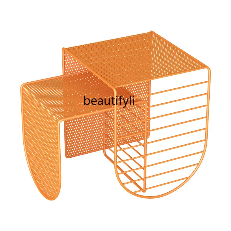 

yj Nordic Multi-Functional Iron Art Sofa Coffee Table Simple Modern Flower Decoration Light Luxury